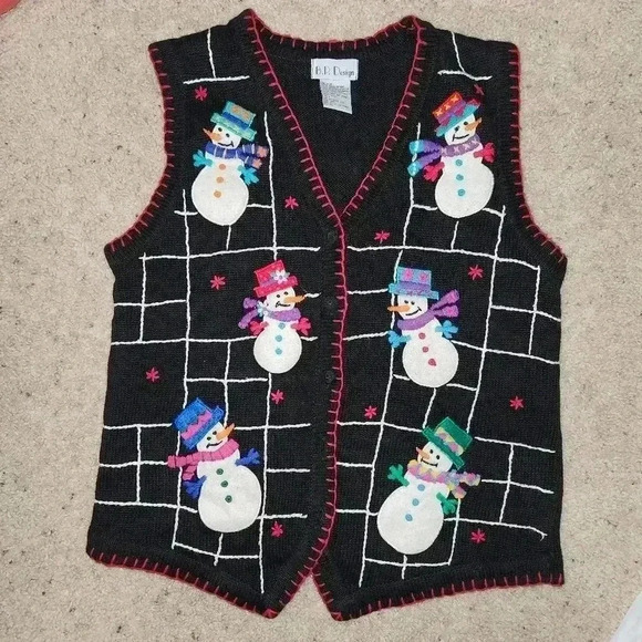 Snowman Holiday Ugly Christmas Sweater Vest Size M - Picture 5 of 6